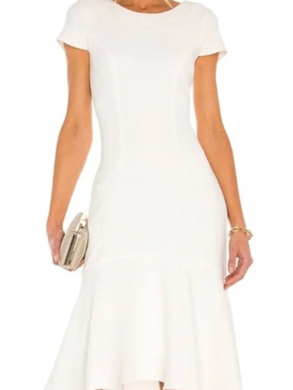 Amanda Uprichard Evalina white midi dress small bridal bachelorette‎ wedding